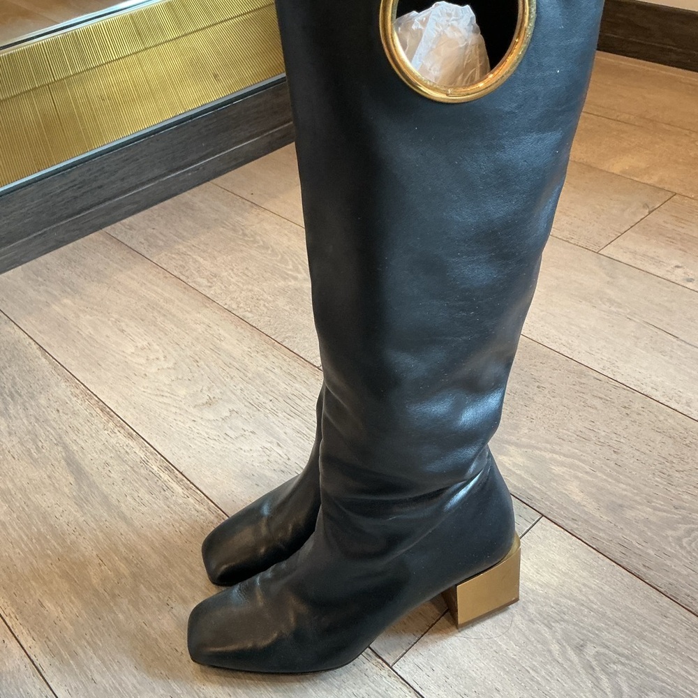 Salvatore Ferragamo Gancini Boots with Gold Accent - Picture 5 of 6